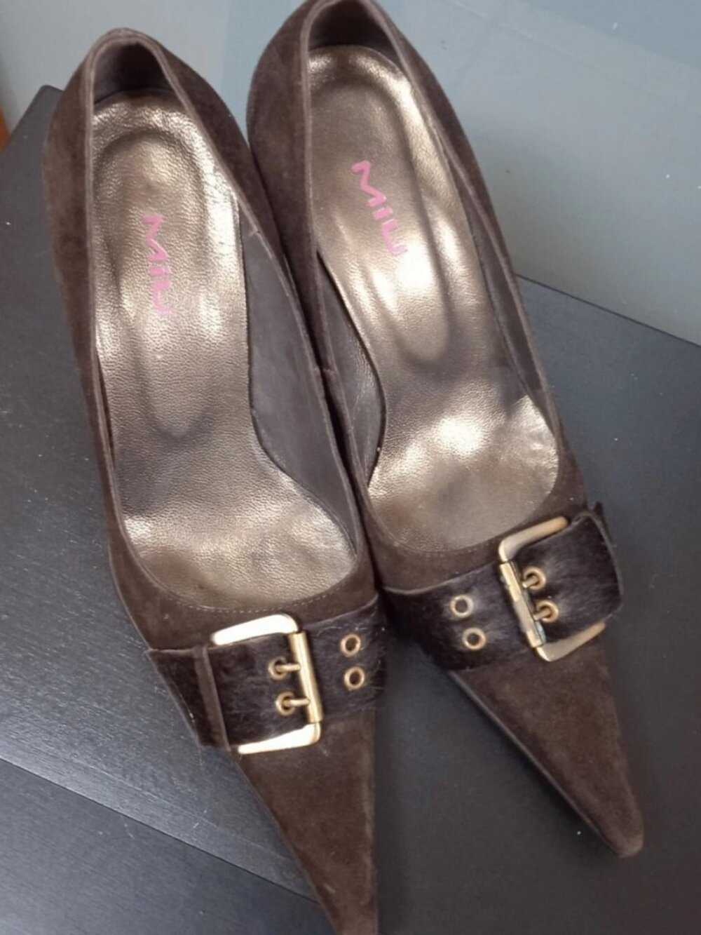 Brown Suede Pointed-Toe Stiletto Pumps, Size EU 37